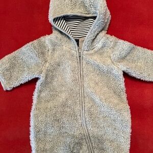 Gap Gray Sherpa Baby Bunting Suit Infant Snowsuit Winter Outfit